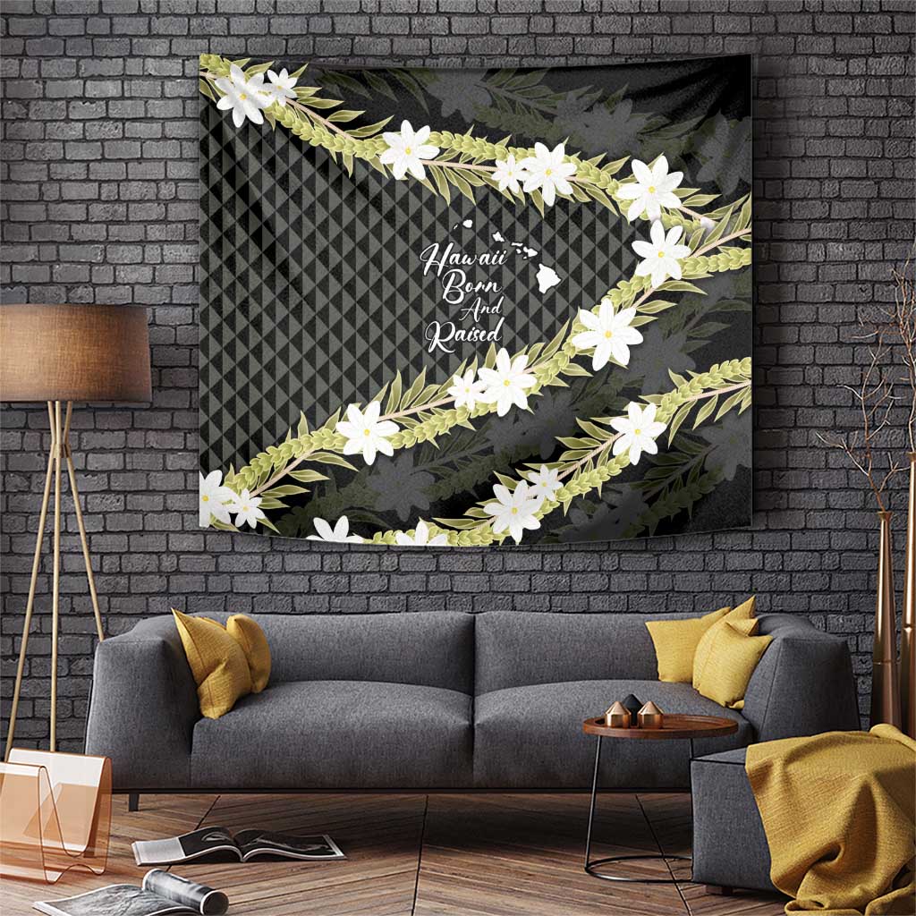 Born And Raised Aloha Hawaii Tapestry Kanaka Kakau Hawaiian Tiare Pakalana Lei - Polynesian Pride