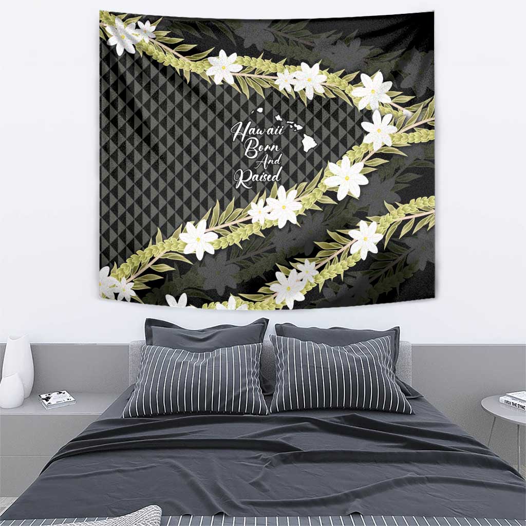 Born And Raised Aloha Hawaii Tapestry Kanaka Kakau Hawaiian Tiare Pakalana Lei - Polynesian Pride