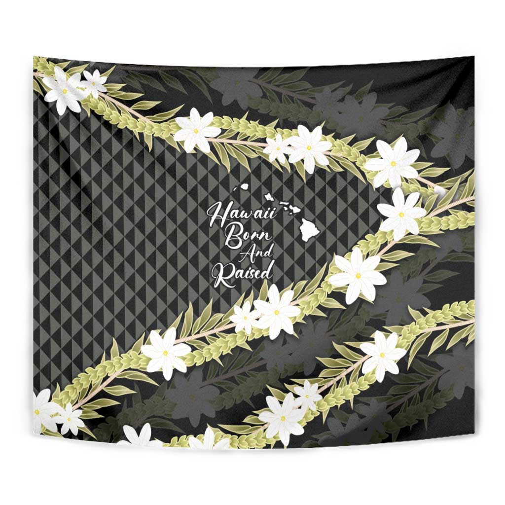 Born And Raised Aloha Hawaii Tapestry Kanaka Kakau Hawaiian Tiare Pakalana Lei - Polynesian Pride