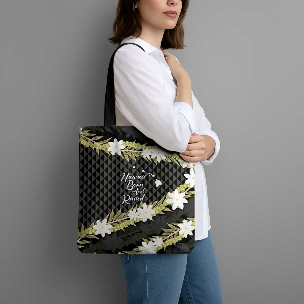 Born And Raised Aloha Hawaii Tote Bag Kanaka Kakau Hawaiian Tiare Pakalana Lei - Polynesian Pride