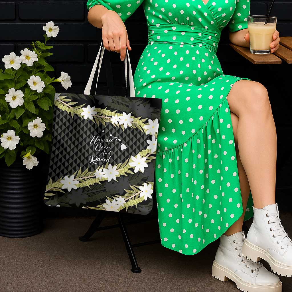 Born And Raised Aloha Hawaii Tote Bag Kanaka Kakau Hawaiian Tiare Pakalana Lei - Polynesian Pride