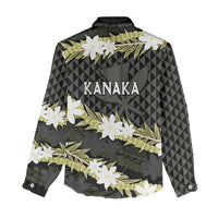 Born And Raised Aloha Hawaii Women Casual Shirt Kanaka Kakau Hawaiian Tiare Pakalana Lei - Polynesian Pride