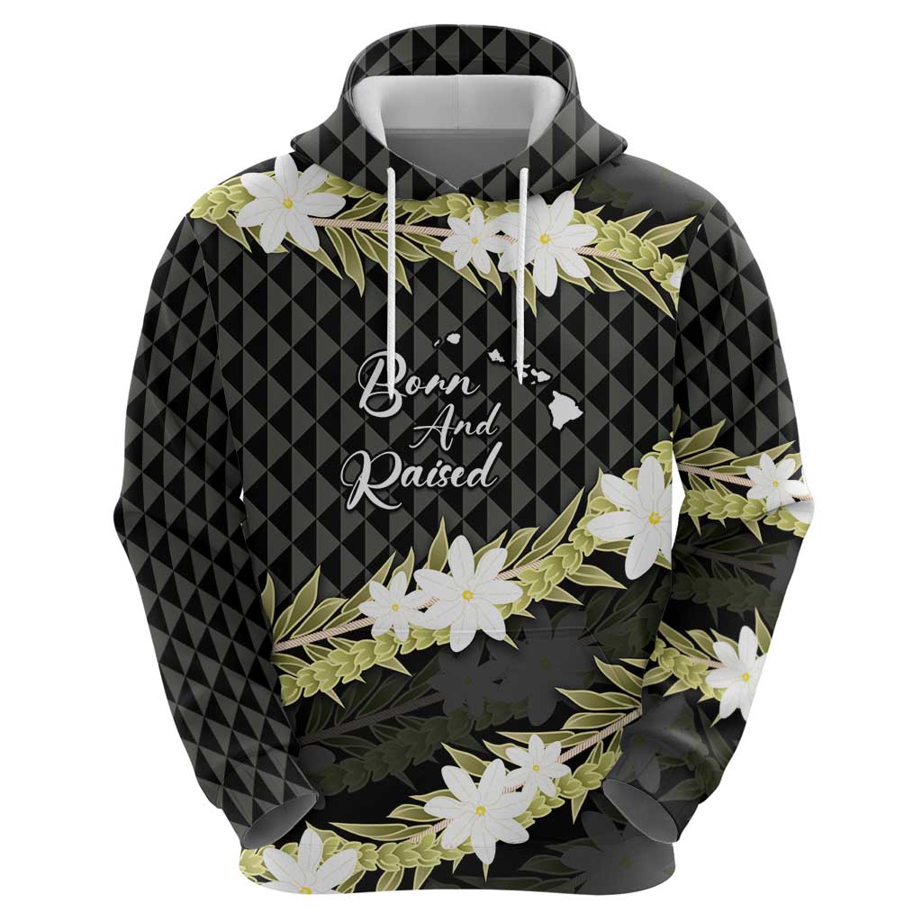 Born And Raised Aloha Hawaii Zip Hoodie Kanaka Kakau Hawaiian Tiare Pakalana Lei - Polynesian Pride