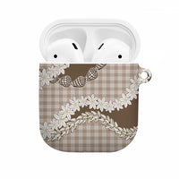 Brown Hawaii Tiare and Shell Lei AirPods Case Hawaiian Palaka Luxury Vibes - Polynesian Pride
