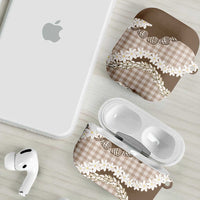 Brown Hawaii Tiare and Shell Lei AirPods Case Hawaiian Palaka Luxury Vibes - Polynesian Pride
