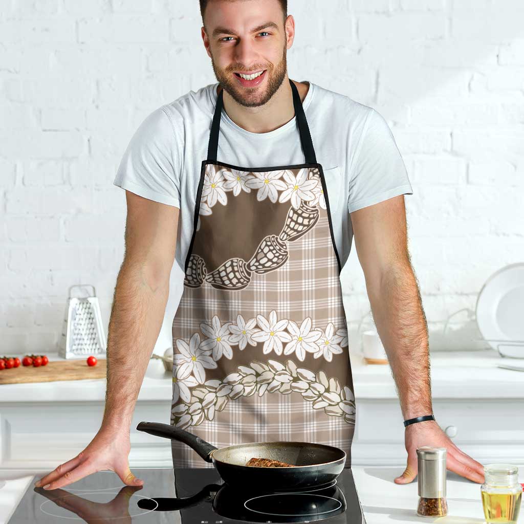 Brown Hawaii Tiare and Shell Lei Apron Hawaiian Palaka Luxury Vibes - Polynesian Pride