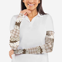 Brown Hawaii Tiare and Shell Lei Arm Sleeves Hawaiian Palaka Luxury Vibes - Polynesian Pride