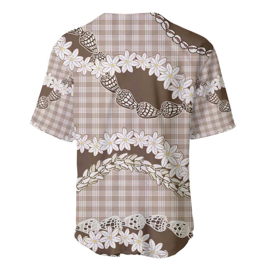 Brown Hawaii Tiare and Shell Lei Baseball Jersey Hawaiian Palaka Luxury Vibes - Polynesian Pride