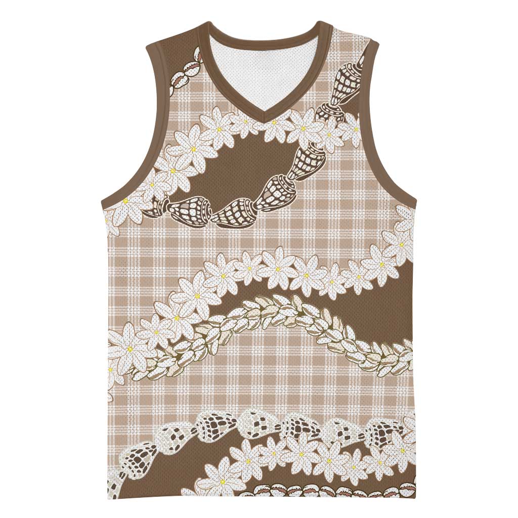 Brown Hawaii Tiare and Shell Lei Basketball Jersey Hawaiian Palaka Luxury Vibes LT14 Unisex Brown - Polynesian Pride