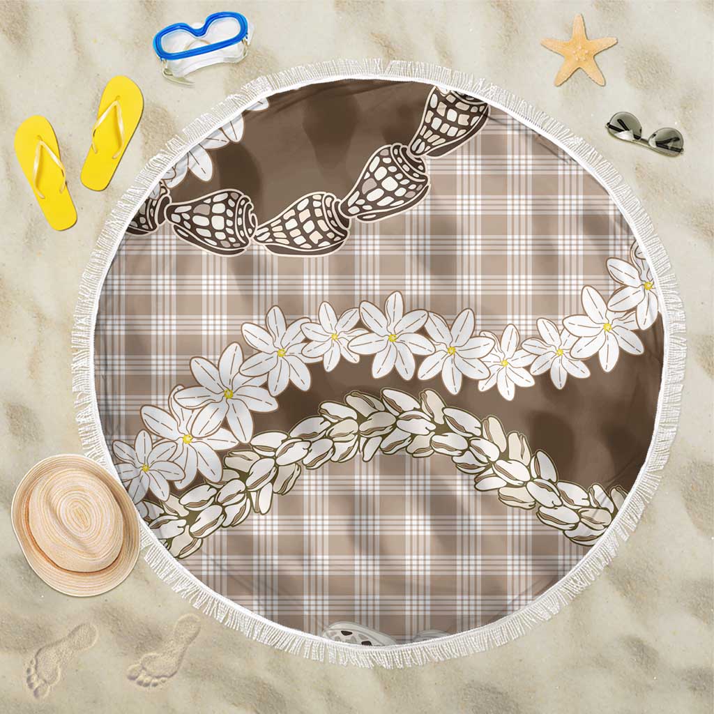 Brown Hawaii Tiare and Shell Lei Beach Blanket Hawaiian Palaka Luxury Vibes LT14 One Size 150cm Brown - Polynesian Pride