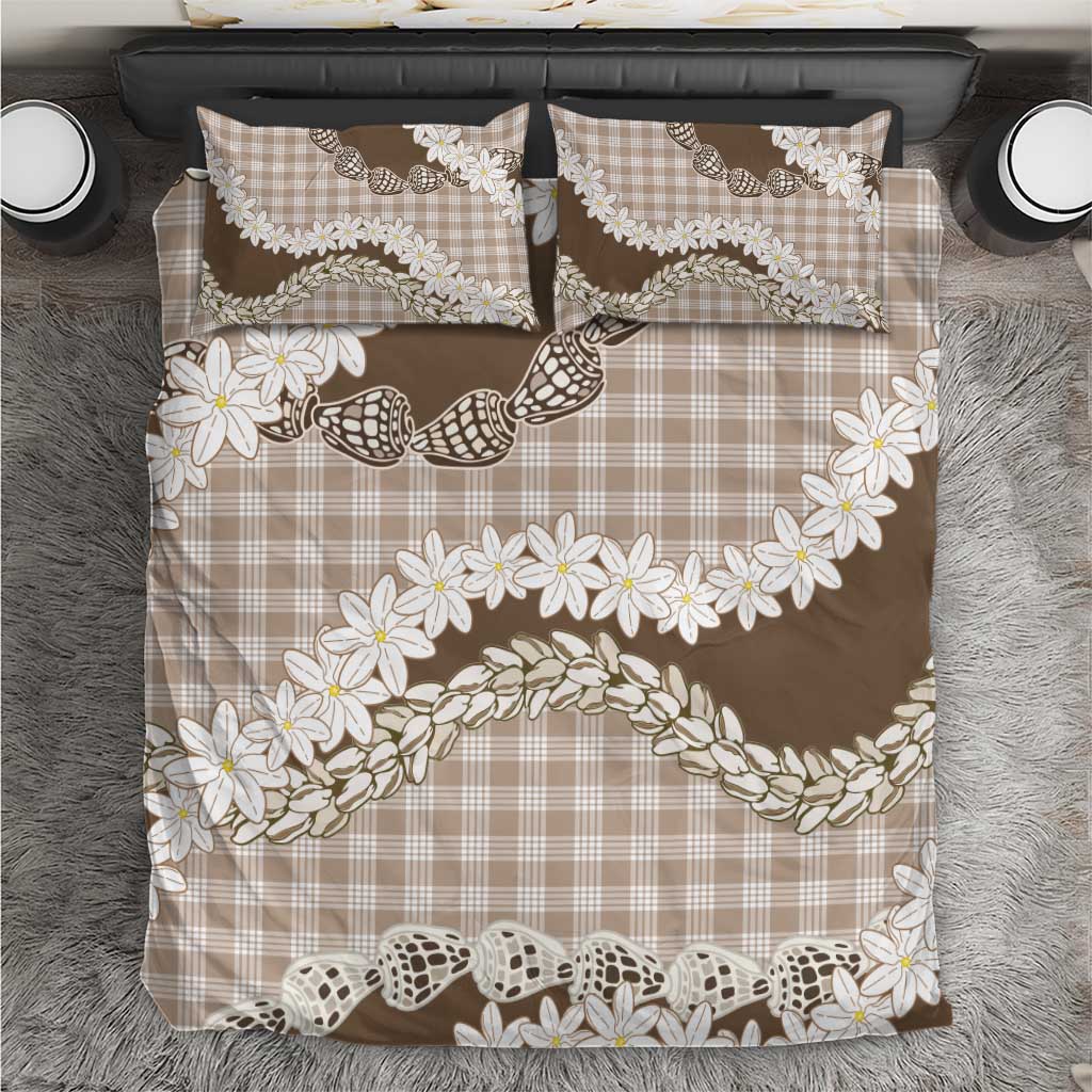 Brown Hawaii Tiare and Shell Lei Bedding Set Hawaiian Palaka Luxury Vibes - Polynesian Pride