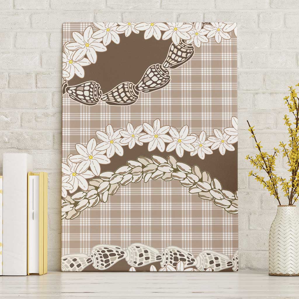 Brown Hawaii Tiare and Shell Lei Canvas Wall Art Hawaiian Palaka Luxury Vibes - Polynesian Pride