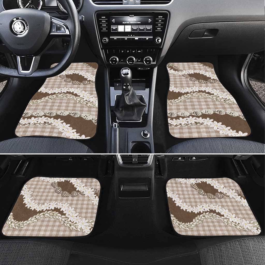 Brown Hawaii Tiare and Shell Lei Car Mats Hawaiian Palaka Luxury Vibes - Polynesian Pride