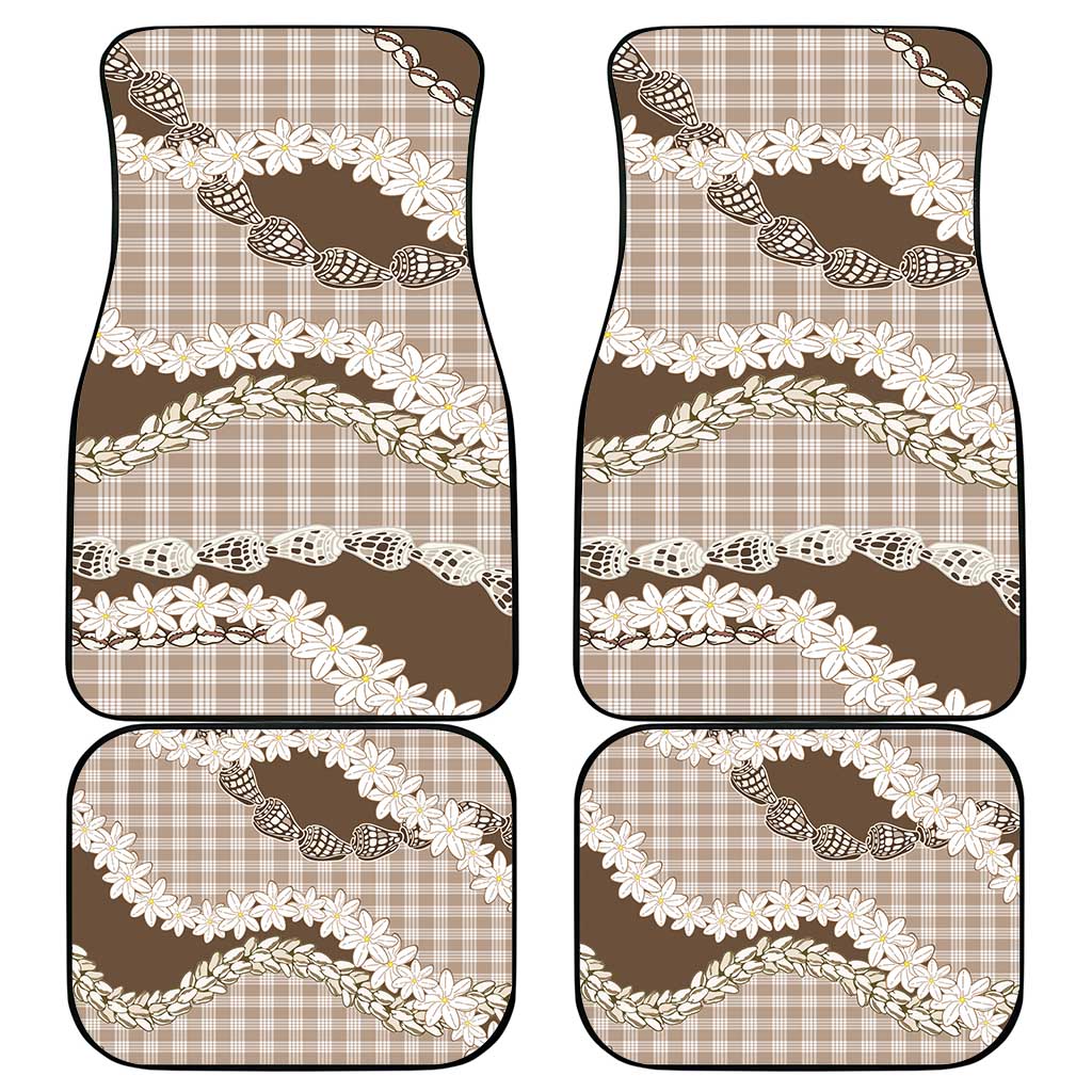 Brown Hawaii Tiare and Shell Lei Car Mats Hawaiian Palaka Luxury Vibes - Polynesian Pride