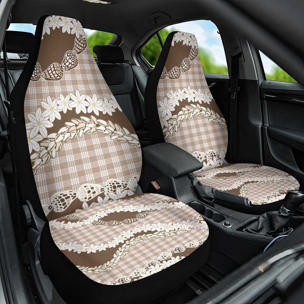 Brown Hawaii Tiare and Shell Lei Car Seat Cover Hawaiian Palaka Luxury Vibes - Polynesian Pride