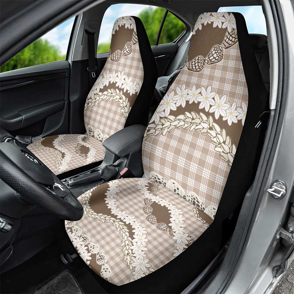 Brown Hawaii Tiare and Shell Lei Car Seat Cover Hawaiian Palaka Luxury Vibes - Polynesian Pride