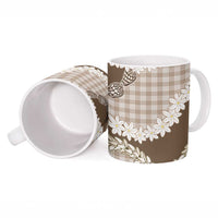 Brown Hawaii Tiare and Shell Lei Ceramic Mug Hawaiian Palaka Luxury Vibes - Polynesian Pride