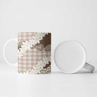 Brown Hawaii Tiare and Shell Lei Ceramic Mug Hawaiian Palaka Luxury Vibes - Polynesian Pride