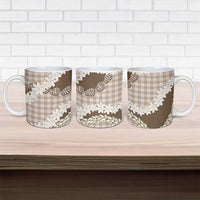 Brown Hawaii Tiare and Shell Lei Ceramic Mug Hawaiian Palaka Luxury Vibes - Polynesian Pride