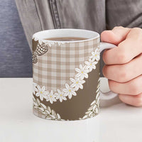 Brown Hawaii Tiare and Shell Lei Ceramic Mug Hawaiian Palaka Luxury Vibes - Polynesian Pride