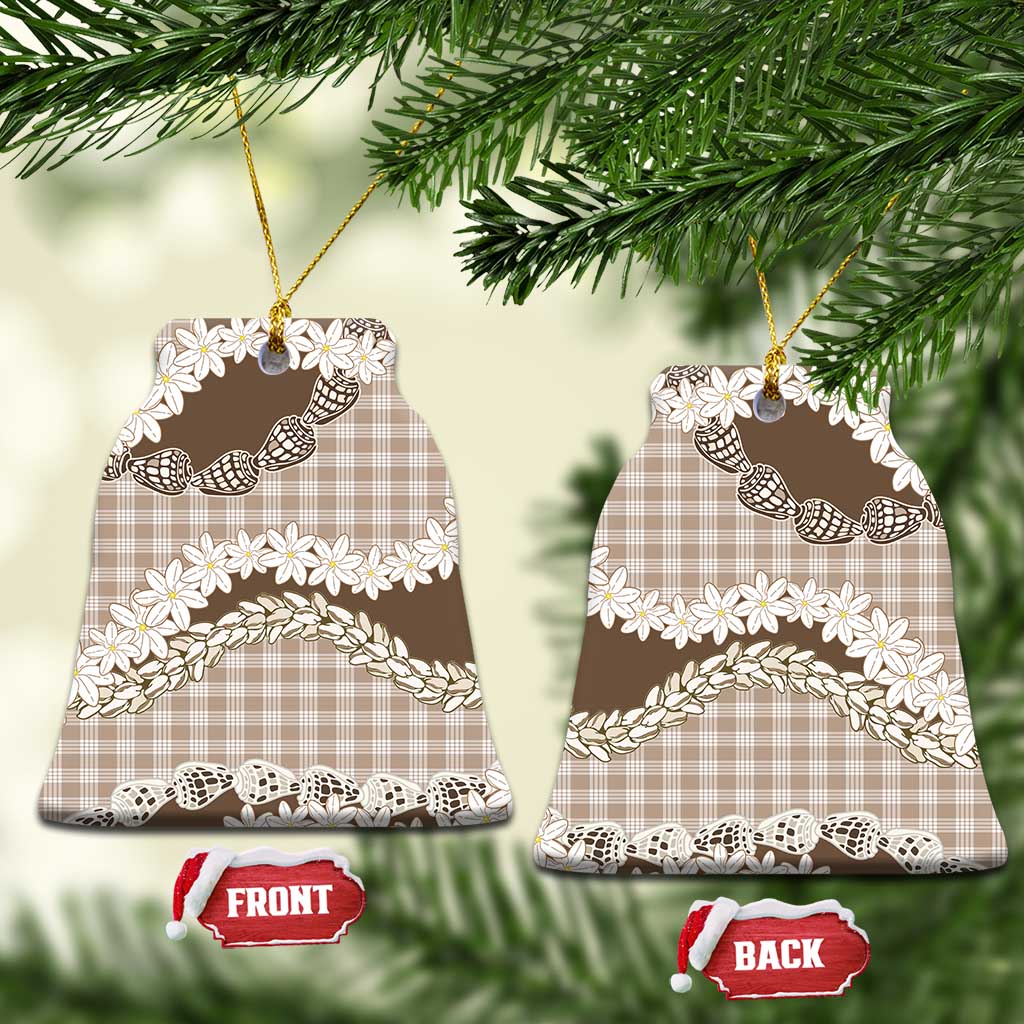 Brown Hawaii Tiare and Shell Lei Ceramic Ornament Hawaiian Palaka Luxury Vibes - Polynesian Pride