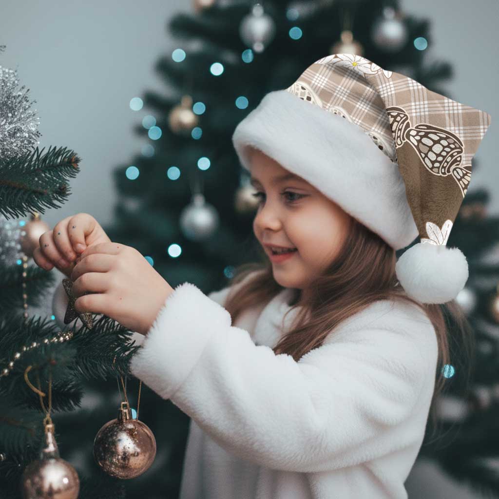 Brown Hawaii Tiare and Shell Lei Christmas Santa Hat Hawaiian Palaka Luxury Vibes - Polynesian Pride