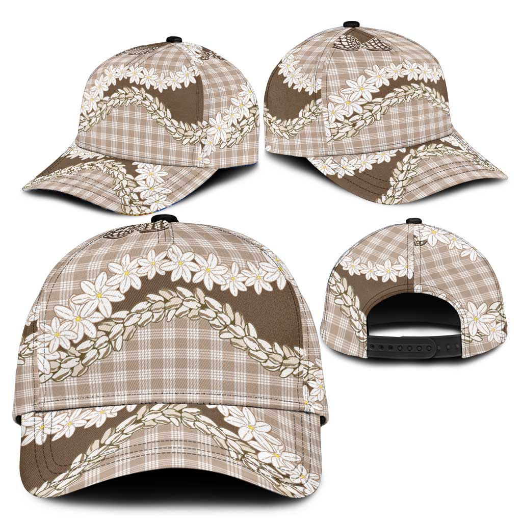 Brown Hawaii Tiare and Shell Lei Classic Cap Hawaiian Palaka Luxury Vibes - Polynesian Pride