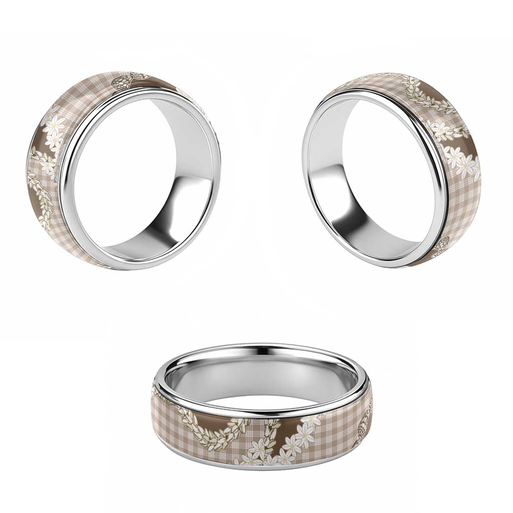 Brown Hawaii Tiare and Shell Lei Classic Ring Hawaiian Palaka Luxury Vibes - Polynesian Pride