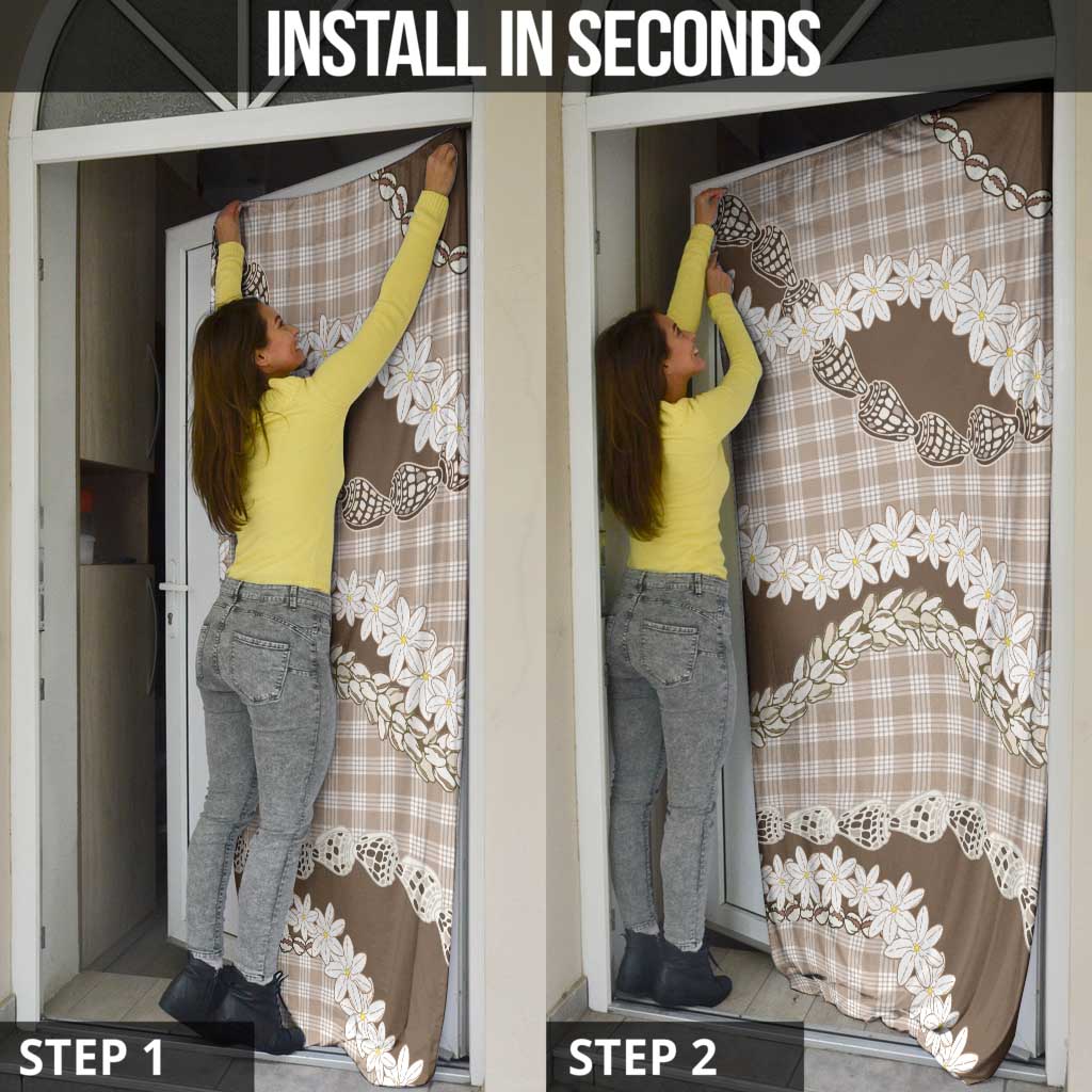 Brown Hawaii Tiare and Shell Lei Door Cover Hawaiian Palaka Luxury Vibes - Polynesian Pride