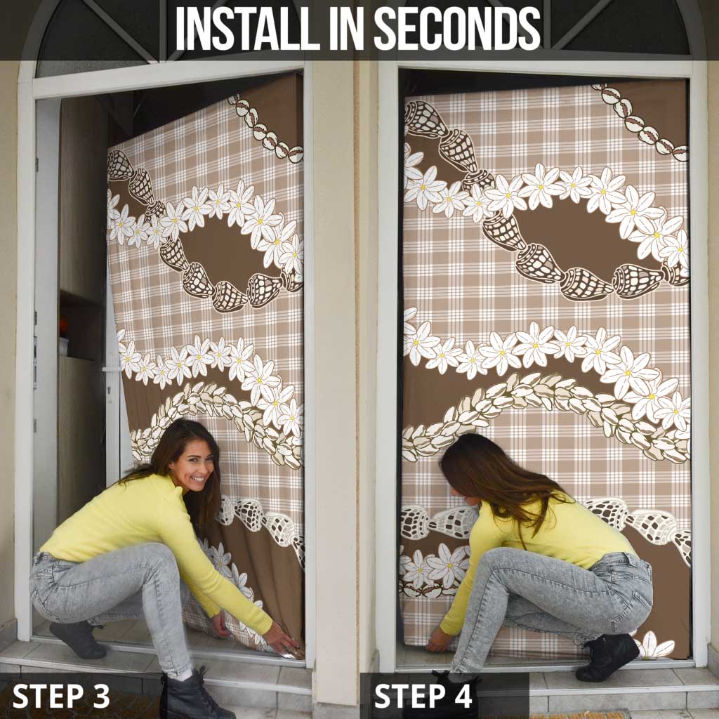 Brown Hawaii Tiare and Shell Lei Door Cover Hawaiian Palaka Luxury Vibes - Polynesian Pride