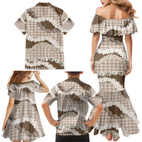 Brown Hawaii Tiare and Shell Lei Family Matching Mermaid Dress and Hawaiian Shirt Hawaiian Palaka Luxury Vibes - Polynesian Pride