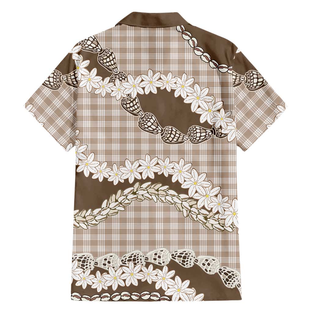 Brown Hawaii Tiare and Shell Lei Family Matching Puletasi and Hawaiian Shirt Hawaiian Palaka Luxury Vibes LT14 - Polynesian Pride
