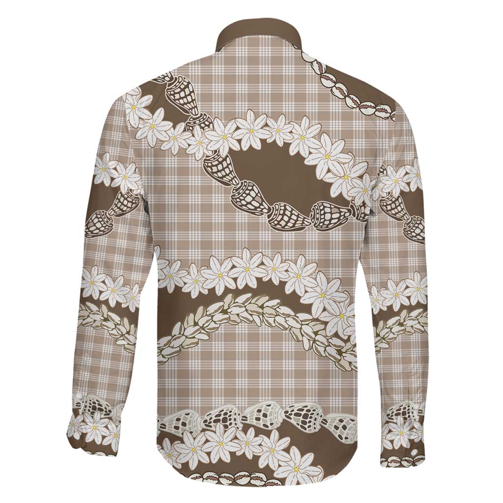 Brown Hawaii Tiare and Shell Lei Family Matching Puletasi and Hawaiian Shirt Hawaiian Palaka Luxury Vibes LT14 - Polynesian Pride