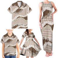 Brown Hawaii Tiare and Shell Lei Family Matching Tank Maxi Dress and Hawaiian Shirt Hawaiian Palaka Luxury Vibes - Polynesian Pride
