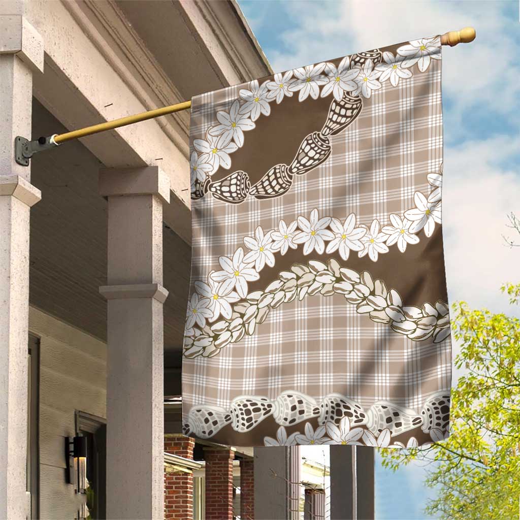Brown Hawaii Tiare and Shell Lei Garden Flag Hawaiian Palaka Luxury Vibes LT14 House Flag Brown - Polynesian Pride