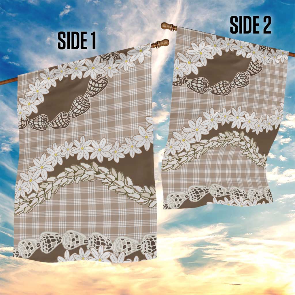 Brown Hawaii Tiare and Shell Lei Garden Flag Hawaiian Palaka Luxury Vibes LT14 - Polynesian Pride