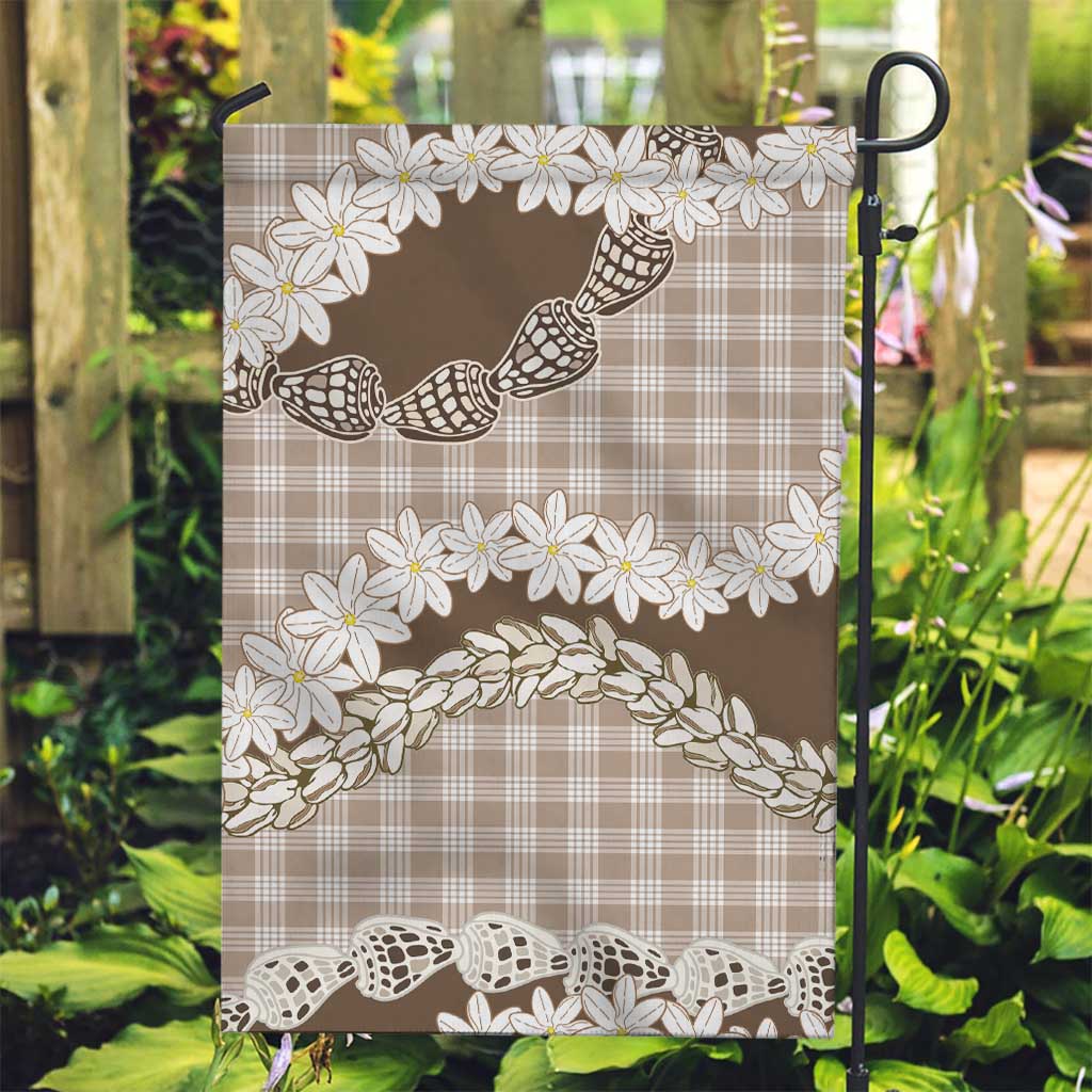Brown Hawaii Tiare and Shell Lei Garden Flag Hawaiian Palaka Luxury Vibes LT14 Garden Flag Brown - Polynesian Pride