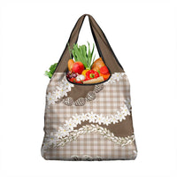 Brown Hawaii Tiare and Shell Lei Grocery Bag Hawaiian Palaka Luxury Vibes - Polynesian Pride