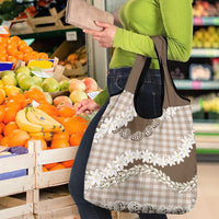 Brown Hawaii Tiare and Shell Lei Grocery Bag Hawaiian Palaka Luxury Vibes - Polynesian Pride