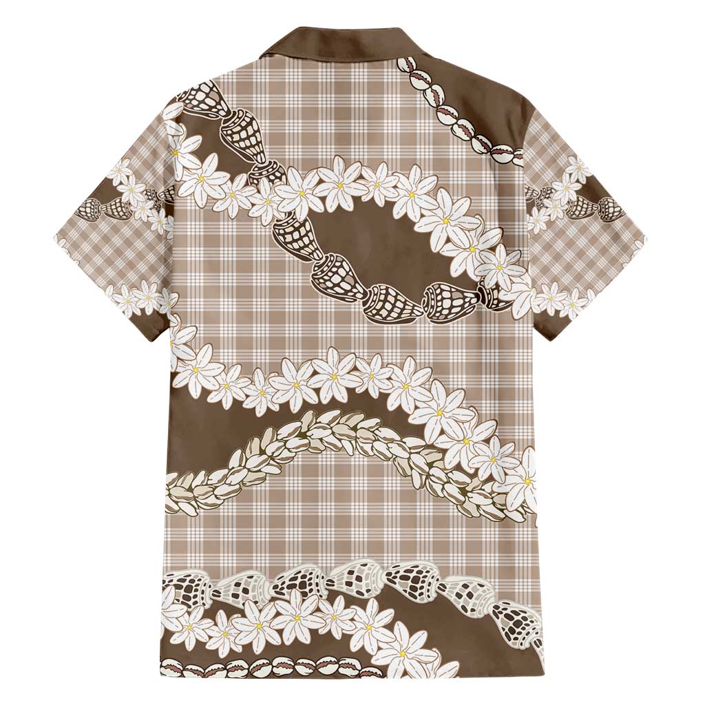Brown Hawaii Tiare and Shell Lei Hawaiian Shirt Hawaiian Palaka Luxury Vibes - Polynesian Pride