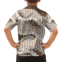 Brown Hawaii Tiare and Shell Lei Kid Hawaiian Shirt Hawaiian Palaka Luxury Vibes - Polynesian Pride