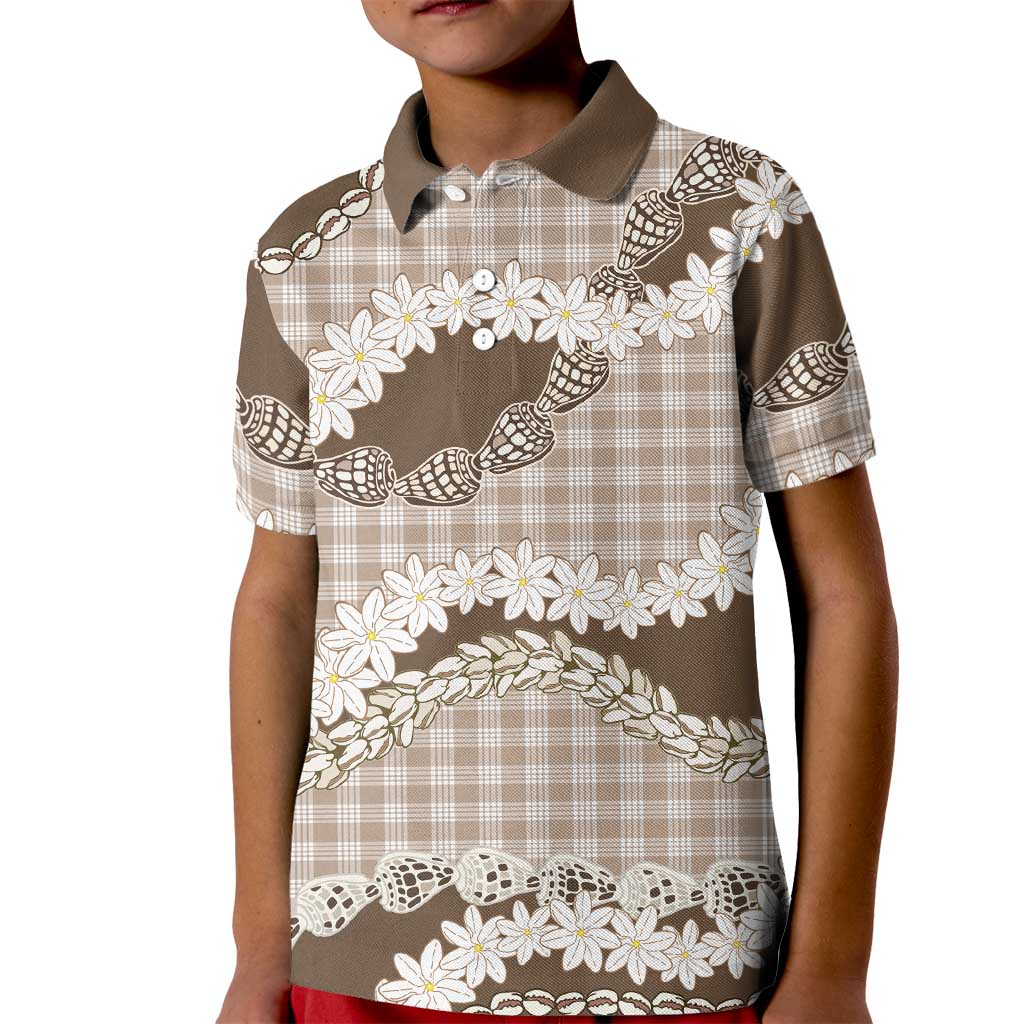 Brown Hawaii Tiare and Shell Lei Kid Polo Shirt Hawaiian Palaka Luxury Vibes LT14 Kid Brown - Polynesian Pride