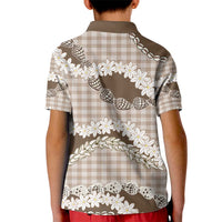 Brown Hawaii Tiare and Shell Lei Kid Polo Shirt Hawaiian Palaka Luxury Vibes - Polynesian Pride