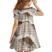 Brown Hawaii Tiare and Shell Lei Kid Short Sleeve Dress Hawaiian Palaka Luxury Vibes - Polynesian Pride