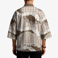 Brown Hawaii Tiare and Shell Lei Kimono Hawaiian Palaka Luxury Vibes - Polynesian Pride