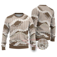 Brown Hawaii Tiare and Shell Lei Ugly Christmas Sweater Hawaiian Palaka Luxury Vibes - Polynesian Pride