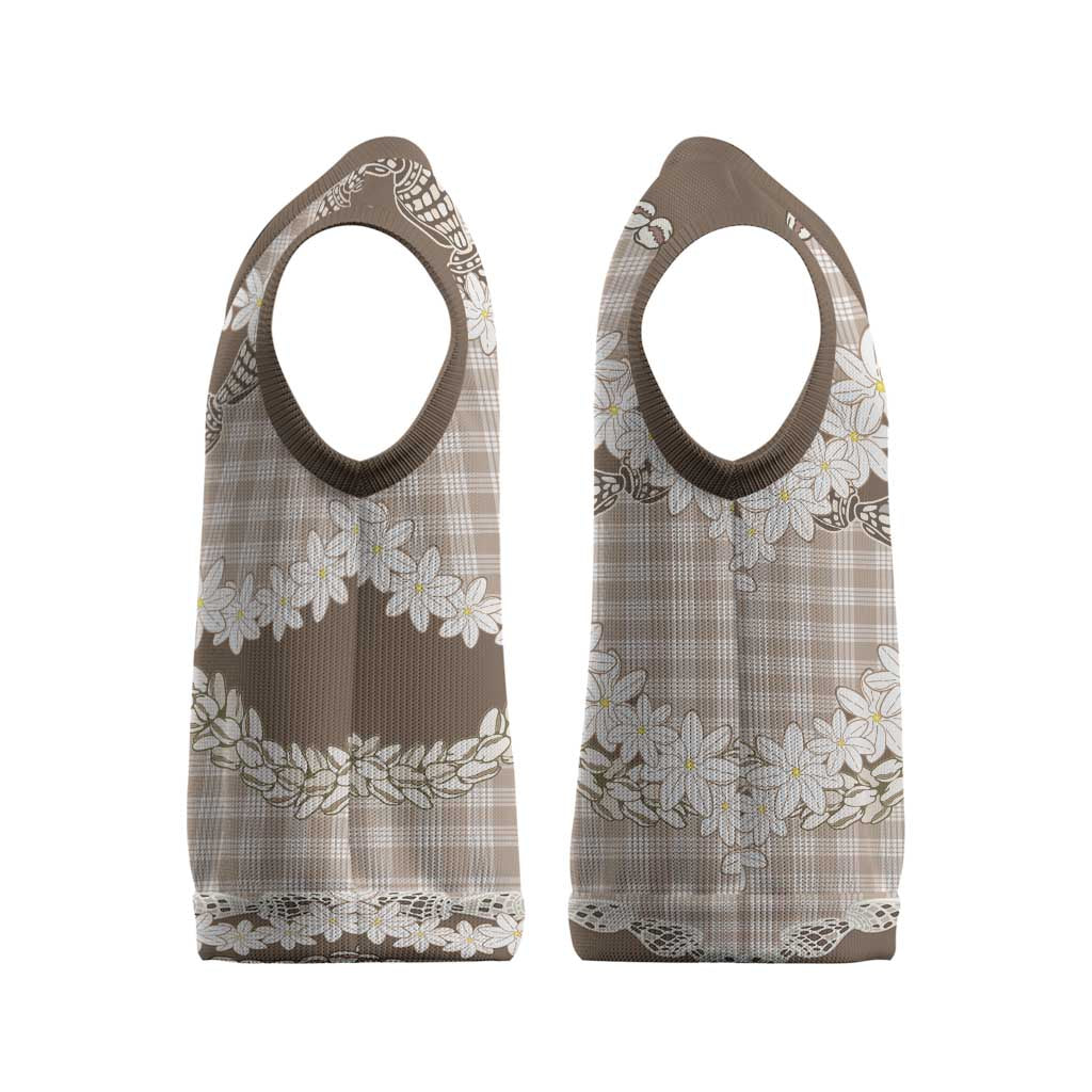 Brown Hawaii Tiare and Shell Lei Christmas Knitted V-Neck Vest Hawaiian Palaka Luxury Vibes - Polynesian Pride