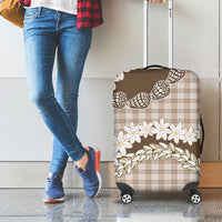 Brown Hawaii Tiare and Shell Lei Luggage Cover Hawaiian Palaka Luxury Vibes - Polynesian Pride