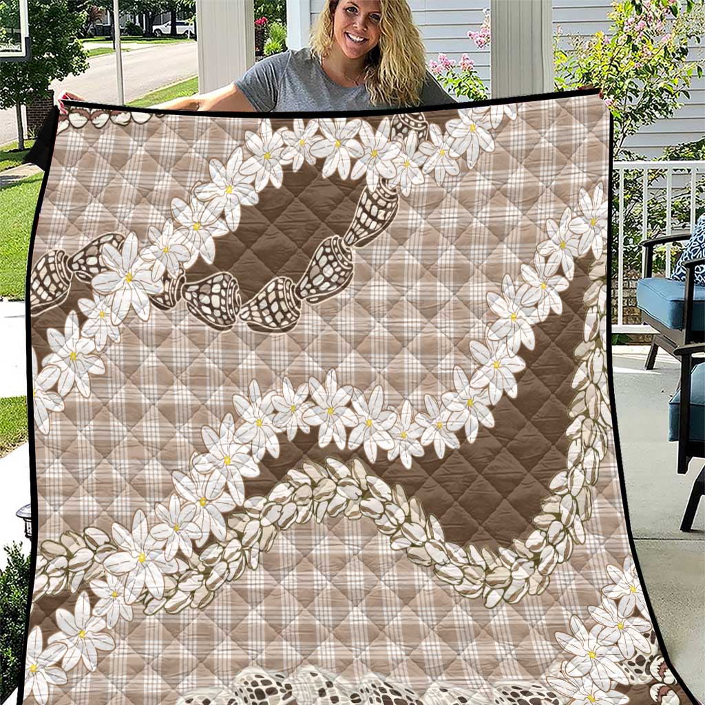 Brown Hawaii Tiare and Shell Lei Quilt Hawaiian Palaka Luxury Vibes LT14 Brown - Polynesian Pride