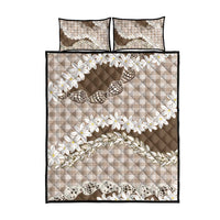 Brown Hawaii Tiare and Shell Lei Quilt Bed Set Hawaiian Palaka Luxury Vibes LT14 - Polynesian Pride
